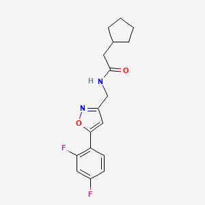 molecular formula C17H18F2N2O2 B6567853 2-cyclopentyl-N-{[5-(2,4-difluorophenyl)-1,2-oxazol-3-yl]methyl}acetamide CAS No. 1021264-58-3