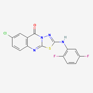 molecular formula C15H7ClF2N4OS B6567867 7-chloro-2-[(2,5-difluorophenyl)amino]-5H-[1,3,4]thiadiazolo[2,3-b]quinazolin-5-one CAS No. 1021261-74-4