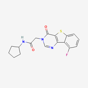 molecular formula C17H16FN3O2S B6567901 N-cyclopentyl-2-{13-fluoro-6-oxo-8-thia-3,5-diazatricyclo[7.4.0.0^{2,7}]trideca-1(13),2(7),3,9,11-pentaen-5-yl}acetamide CAS No. 1021207-76-0