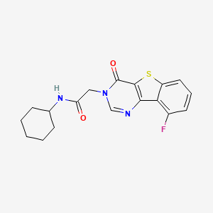 molecular formula C18H18FN3O2S B6567903 N-cyclohexyl-2-{13-fluoro-6-oxo-8-thia-3,5-diazatricyclo[7.4.0.0^{2,7}]trideca-1(13),2(7),3,9,11-pentaen-5-yl}acetamide CAS No. 1021207-69-1