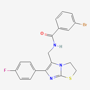 molecular formula C19H15BrFN3OS B6567908 3-bromo-N-{[6-(4-fluorophenyl)-2H,3H-imidazo[2,1-b][1,3]thiazol-5-yl]methyl}benzamide CAS No. 946353-08-8