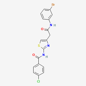 molecular formula C18H13BrClN3O2S B6567920 N-(4-{[(3-bromophenyl)carbamoyl]methyl}-1,3-thiazol-2-yl)-4-chlorobenzamide CAS No. 921834-84-6