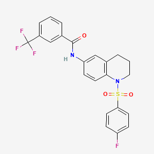 molecular formula C23H18F4N2O3S B6567936 N-[1-(4-fluorobenzenesulfonyl)-1,2,3,4-tetrahydroquinolin-6-yl]-3-(trifluoromethyl)benzamide CAS No. 946212-04-0