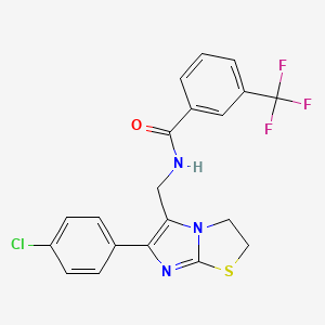 molecular formula C20H15ClF3N3OS B6567948 N-{[6-(4-chlorophenyl)-2H,3H-imidazo[2,1-b][1,3]thiazol-5-yl]methyl}-3-(trifluoromethyl)benzamide CAS No. 946302-00-7