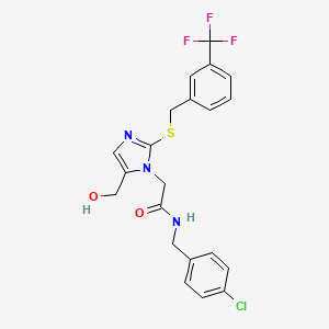 molecular formula C21H19ClF3N3O2S B6567954 N-[(4-chlorophenyl)methyl]-2-[5-(hydroxymethyl)-2-({[3-(trifluoromethyl)phenyl]methyl}sulfanyl)-1H-imidazol-1-yl]acetamide CAS No. 921529-89-7