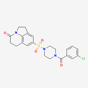 molecular formula C22H22ClN3O4S B6567960 6-{[4-(3-chlorobenzoyl)piperazin-1-yl]sulfonyl}-1-azatricyclo[6.3.1.0^{4,12}]dodeca-4(12),5,7-trien-11-one CAS No. 946259-48-9