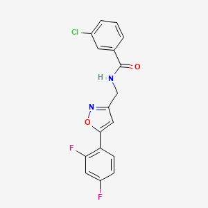 molecular formula C17H11ClF2N2O2 B6567966 3-chloro-N-{[5-(2,4-difluorophenyl)-1,2-oxazol-3-yl]methyl}benzamide CAS No. 1021264-67-4