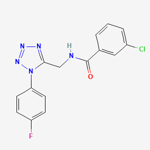 molecular formula C15H11ClFN5O B6567972 3-chloro-N-{[1-(4-fluorophenyl)-1H-1,2,3,4-tetrazol-5-yl]methyl}benzamide CAS No. 946309-07-5