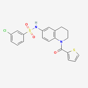 molecular formula C20H17ClN2O3S2 B6568011 3-chloro-N-[1-(thiophene-2-carbonyl)-1,2,3,4-tetrahydroquinolin-6-yl]benzene-1-sulfonamide CAS No. 946247-12-7