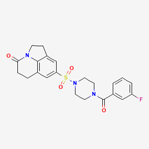 molecular formula C22H22FN3O4S B6568030 6-{[4-(3-fluorobenzoyl)piperazin-1-yl]sulfonyl}-1-azatricyclo[6.3.1.0^{4,12}]dodeca-4(12),5,7-trien-11-one CAS No. 946237-93-0