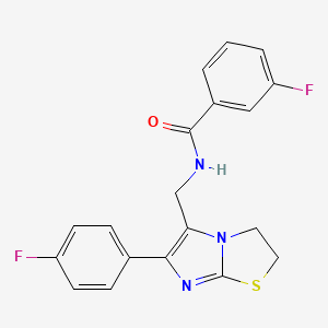 molecular formula C19H15F2N3OS B6568032 3-fluoro-N-{[6-(4-fluorophenyl)-2H,3H-imidazo[2,1-b][1,3]thiazol-5-yl]methyl}benzamide CAS No. 946294-83-3