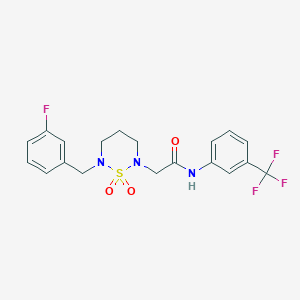 molecular formula C19H19F4N3O3S B6568033 2-{6-[(3-fluorophenyl)methyl]-1,1-dioxo-1lambda6,2,6-thiadiazinan-2-yl}-N-[3-(trifluoromethyl)phenyl]acetamide CAS No. 1021221-26-0