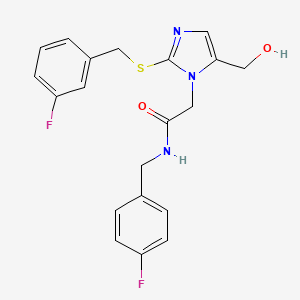 molecular formula C20H19F2N3O2S B6568039 N-[(4-fluorophenyl)methyl]-2-(2-{[(3-fluorophenyl)methyl]sulfanyl}-5-(hydroxymethyl)-1H-imidazol-1-yl)acetamide CAS No. 921802-21-3