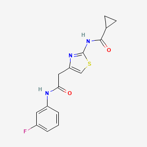 molecular formula C15H14FN3O2S B6568061 N-(4-{[(3-fluorophenyl)carbamoyl]methyl}-1,3-thiazol-2-yl)cyclopropanecarboxamide CAS No. 69186-74-9