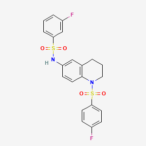 molecular formula C21H18F2N2O4S2 B6568092 3-fluoro-N-[1-(4-fluorobenzenesulfonyl)-1,2,3,4-tetrahydroquinolin-6-yl]benzene-1-sulfonamide CAS No. 946346-20-9