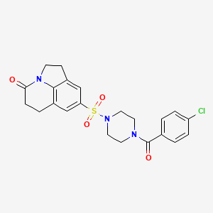 molecular formula C22H22ClN3O4S B6568126 6-{[4-(4-chlorobenzoyl)piperazin-1-yl]sulfonyl}-1-azatricyclo[6.3.1.0^{4,12}]dodeca-4(12),5,7-trien-11-one CAS No. 946310-84-5