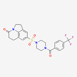 molecular formula C23H22F3N3O4S B6568133 6-({4-[4-(trifluoromethyl)benzoyl]piperazin-1-yl}sulfonyl)-1-azatricyclo[6.3.1.0^{4,12}]dodeca-4(12),5,7-trien-11-one CAS No. 946238-17-1