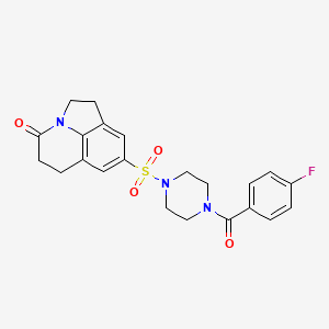 molecular formula C22H22FN3O4S B6568134 6-{[4-(4-fluorobenzoyl)piperazin-1-yl]sulfonyl}-1-azatricyclo[6.3.1.0^{4,12}]dodeca-4(12),5,7-trien-11-one CAS No. 946361-14-4