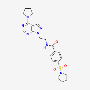 molecular formula C22H27N7O3S B6568140 N-{2-[4-(pyrrolidin-1-yl)-1H-pyrazolo[3,4-d]pyrimidin-1-yl]ethyl}-4-(pyrrolidine-1-sulfonyl)benzamide CAS No. 1021229-81-1