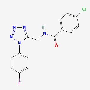 molecular formula C15H11ClFN5O B6568151 4-chloro-N-{[1-(4-fluorophenyl)-1H-1,2,3,4-tetrazol-5-yl]methyl}benzamide CAS No. 946233-22-3
