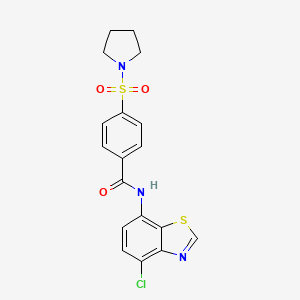 molecular formula C18H16ClN3O3S2 B6568168 N-(4-chloro-1,3-benzothiazol-7-yl)-4-(pyrrolidine-1-sulfonyl)benzamide CAS No. 933193-19-2