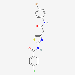 molecular formula C18H13BrClN3O2S B6568174 N-(4-{[(4-bromophenyl)carbamoyl]methyl}-1,3-thiazol-2-yl)-4-chlorobenzamide CAS No. 921584-62-5