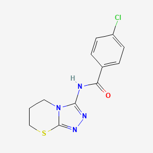 molecular formula C12H11ClN4OS B6568176 4-chloro-N-{5H,6H,7H-[1,2,4]triazolo[3,4-b][1,3]thiazin-3-yl}benzamide CAS No. 946351-60-6