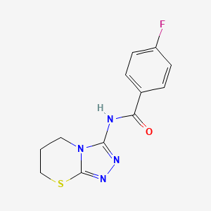 molecular formula C12H11FN4OS B6568185 4-fluoro-N-{5H,6H,7H-[1,2,4]triazolo[3,4-b][1,3]thiazin-3-yl}benzamide CAS No. 946300-23-8