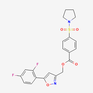 molecular formula C21H18F2N2O5S B6568192 [5-(2,4-difluorophenyl)-1,2-oxazol-3-yl]methyl 4-(pyrrolidine-1-sulfonyl)benzoate CAS No. 1021265-61-1