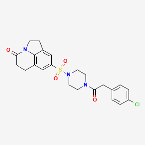 6-({4-[2-(4-chlorophenyl)acetyl]piperazin-1-yl}sulfonyl)-1-azatricyclo[6.3.1.0^{4,12}]dodeca-4(12),5,7-trien-11-one