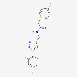 molecular formula C18H13F3N2O2 B6568198 N-{[5-(2,4-difluorophenyl)-1,2-oxazol-3-yl]methyl}-2-(4-fluorophenyl)acetamide CAS No. 1021216-88-5