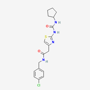 molecular formula C18H21ClN4O2S B6568223 N-[(4-chlorophenyl)methyl]-2-{2-[(cyclopentylcarbamoyl)amino]-1,3-thiazol-4-yl}acetamide CAS No. 921876-11-1