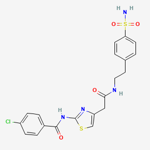 molecular formula C20H19ClN4O4S2 B6568227 4-chloro-N-[4-({[2-(4-sulfamoylphenyl)ethyl]carbamoyl}methyl)-1,3-thiazol-2-yl]benzamide CAS No. 921585-70-8