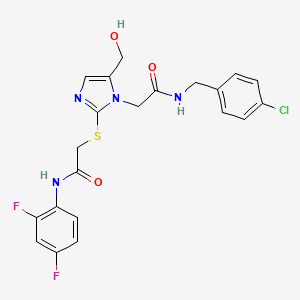 molecular formula C21H19ClF2N4O3S B6568258 2-{[1-({[(4-chlorophenyl)methyl]carbamoyl}methyl)-5-(hydroxymethyl)-1H-imidazol-2-yl]sulfanyl}-N-(2,4-difluorophenyl)acetamide CAS No. 921505-47-7