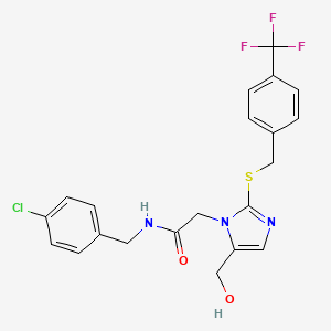 molecular formula C21H19ClF3N3O2S B6568284 N-[(4-chlorophenyl)methyl]-2-[5-(hydroxymethyl)-2-({[4-(trifluoromethyl)phenyl]methyl}sulfanyl)-1H-imidazol-1-yl]acetamide CAS No. 921802-93-9