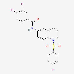 molecular formula C22H17F3N2O3S B6568307 3,4-difluoro-N-[1-(4-fluorobenzenesulfonyl)-1,2,3,4-tetrahydroquinolin-6-yl]benzamide CAS No. 946382-10-1