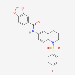 molecular formula C23H19FN2O5S B6568329 N-[1-(4-fluorobenzenesulfonyl)-1,2,3,4-tetrahydroquinolin-6-yl]-2H-1,3-benzodioxole-5-carboxamide CAS No. 946335-46-2