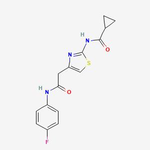 molecular formula C15H14FN3O2S B6568351 N-(4-{[(4-fluorophenyl)carbamoyl]methyl}-1,3-thiazol-2-yl)cyclopropanecarboxamide CAS No. 921845-06-9