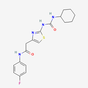 molecular formula C18H21FN4O2S B6568356 2-{2-[(cyclohexylcarbamoyl)amino]-1,3-thiazol-4-yl}-N-(4-fluorophenyl)acetamide CAS No. 921492-99-1