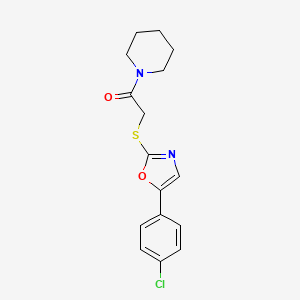 molecular formula C16H17ClN2O2S B6568414 2-{[5-(4-chlorophenyl)-1,3-oxazol-2-yl]sulfanyl}-1-(piperidin-1-yl)ethan-1-one CAS No. 1021228-39-6