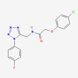 molecular formula C16H13ClFN5O2 B6568428 2-(4-chlorophenoxy)-N-{[1-(4-fluorophenyl)-1H-1,2,3,4-tetrazol-5-yl]methyl}acetamide CAS No. 946309-15-5
