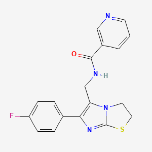 molecular formula C18H15FN4OS B6568439 N-{[6-(4-fluorophenyl)-2H,3H-imidazo[2,1-b][1,3]thiazol-5-yl]methyl}pyridine-3-carboxamide CAS No. 946301-61-7