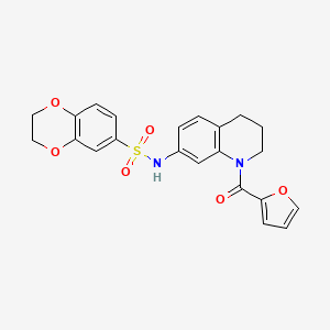 molecular formula C22H20N2O6S B6568455 N-[1-(furan-2-carbonyl)-1,2,3,4-tetrahydroquinolin-7-yl]-2,3-dihydro-1,4-benzodioxine-6-sulfonamide CAS No. 946321-91-1
