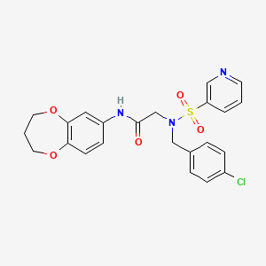 molecular formula C23H22ClN3O5S B6568456 2-{N-[(4-chlorophenyl)methyl]pyridine-3-sulfonamido}-N-(3,4-dihydro-2H-1,5-benzodioxepin-7-yl)acetamide CAS No. 1021249-19-3