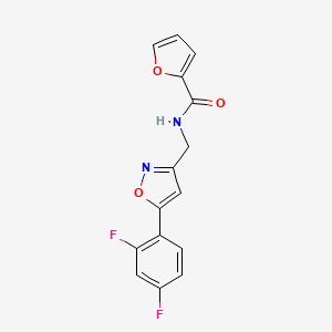 molecular formula C15H10F2N2O3 B6568466 N-{[5-(2,4-difluorophenyl)-1,2-oxazol-3-yl]methyl}furan-2-carboxamide CAS No. 1021265-07-5