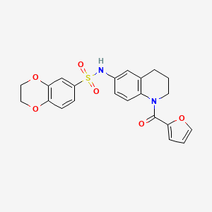 molecular formula C22H20N2O6S B6568472 N-[1-(furan-2-carbonyl)-1,2,3,4-tetrahydroquinolin-6-yl]-2,3-dihydro-1,4-benzodioxine-6-sulfonamide CAS No. 946258-22-6