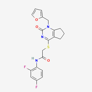 molecular formula C20H17F2N3O3S B6568484 N-(2,4-difluorophenyl)-2-({1-[(furan-2-yl)methyl]-2-oxo-1H,2H,5H,6H,7H-cyclopenta[d]pyrimidin-4-yl}sulfanyl)acetamide CAS No. 932962-24-8
