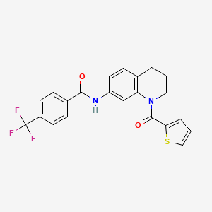 molecular formula C22H17F3N2O2S B6568501 N-[1-(thiophene-2-carbonyl)-1,2,3,4-tetrahydroquinolin-7-yl]-4-(trifluoromethyl)benzamide CAS No. 946368-24-7