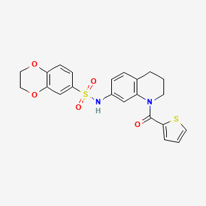 molecular formula C22H20N2O5S2 B6568531 N-[1-(thiophene-2-carbonyl)-1,2,3,4-tetrahydroquinolin-7-yl]-2,3-dihydro-1,4-benzodioxine-6-sulfonamide CAS No. 946267-86-3