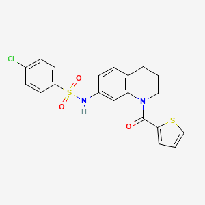 molecular formula C20H17ClN2O3S2 B6568535 4-chloro-N-[1-(thiophene-2-carbonyl)-1,2,3,4-tetrahydroquinolin-7-yl]benzene-1-sulfonamide CAS No. 946322-19-6
